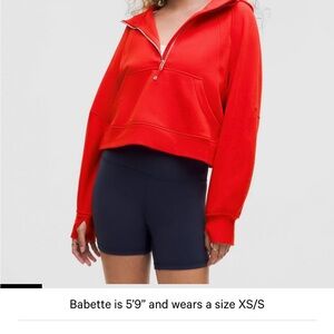 Red Oversized Crop Polo Sweatshirt